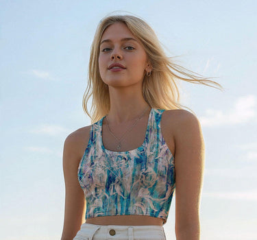 Vintage Abstract Rose Crop Top