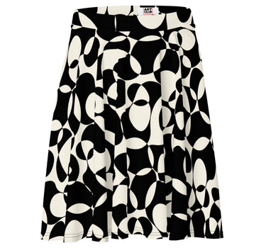 Abstract White & Black Skater Skirt - Art Club Apparel