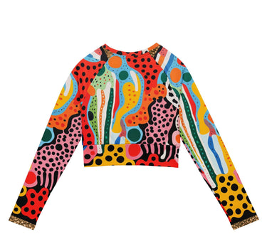 Animal Print Long-Sleeve Crop Top - Art Club Apparel