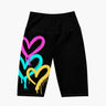 Black Biker Shorts Women Love Heart Graffiti - Art Club Apparel