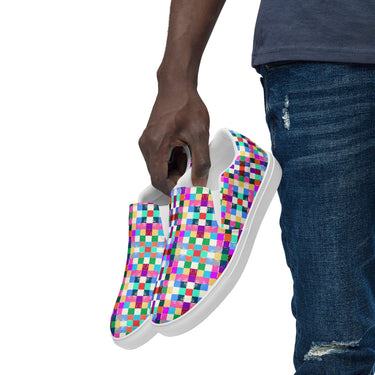 Men’s slip-on "painted squares" canvas shoes - Art Club Apparel