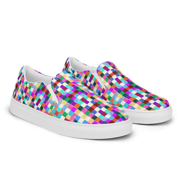 Men’s slip-on "painted squares" canvas shoes - Art Club Apparel