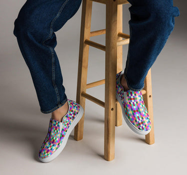 Men’s slip-on "painted squares" canvas shoes - Art Club Apparel