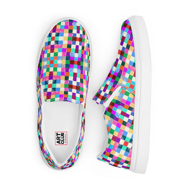 Men’s slip-on "painted squares" canvas shoes - Art Club Apparel