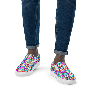 Men’s slip-on "painted squares" canvas shoes - Art Club Apparel