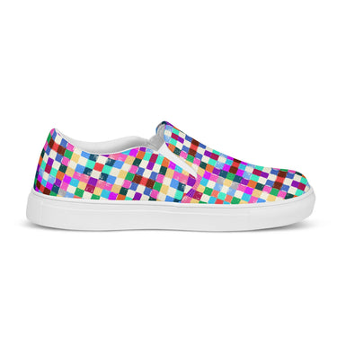 Men’s slip-on "painted squares" canvas shoes - Art Club Apparel