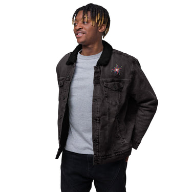 Denim Embroidered "Stars" sherpa jacket - Art Club Apparel