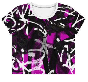 Graffiti Print Crop Tee - Art Club Apparel