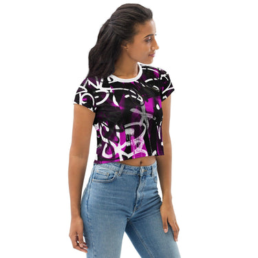 Graffiti Print Crop Tee - Art Club Apparel