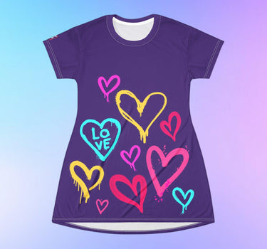 SHORT GRAFFITI HEART STREETWEAR T-SHIRT DRESS - Art Club Apparel