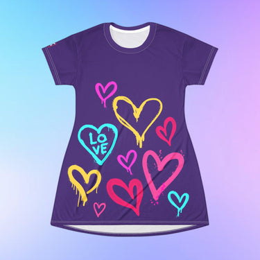 SHORT GRAFFITI HEART STREETWEAR T-SHIRT DRESS - Art Club Apparel