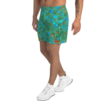 Men's Green Paint Drips Recycled Athletic Shorts - Art Club Apparel