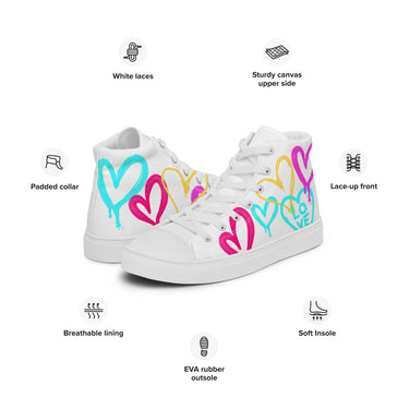 Women’s Graffiti Heart high top canvas shoes - Art Club Apparel