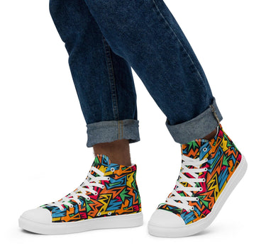 Men’s high top Abstract canvas shoes - Art Club Apparel