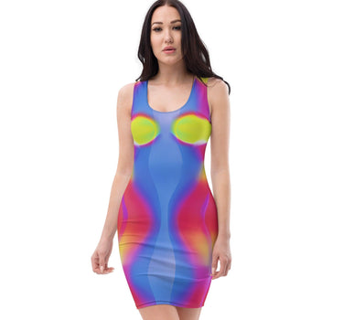 Neon Color Pattern Bodycon dress - Art Club Apparel