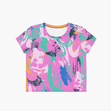 Painted Strokes Print Crop Tee - Art Club Apparel