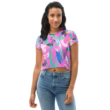 Painted Strokes Print Crop Tee - Art Club Apparel