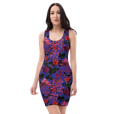 Purple Floral Bodycon dress - Art Club Apparel