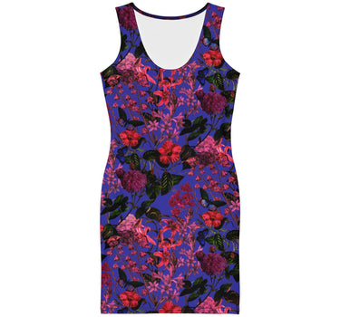 Purple Floral Bodycon dress - Art Club Apparel