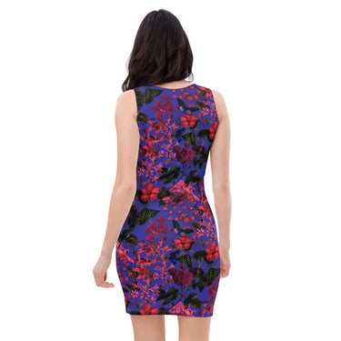 Purple Floral Bodycon dress - Art Club Apparel