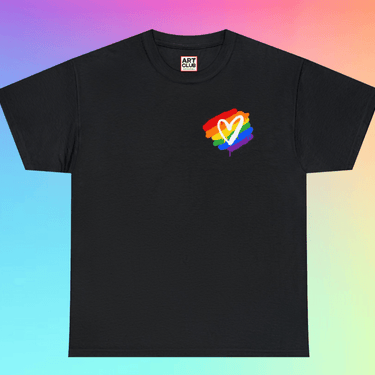 Rainbow Painted Heart Cotton Tee - Art Club Apparel