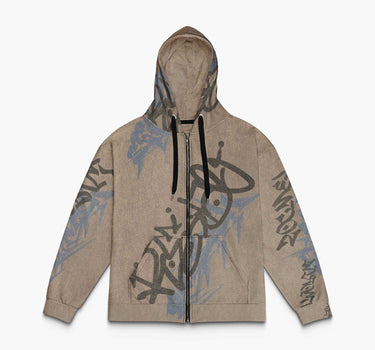 Sandstone Script Graffiti Zip Hoodie