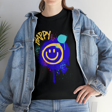 Graffiti Happy Face Cotton Tee - Art Club Apparel