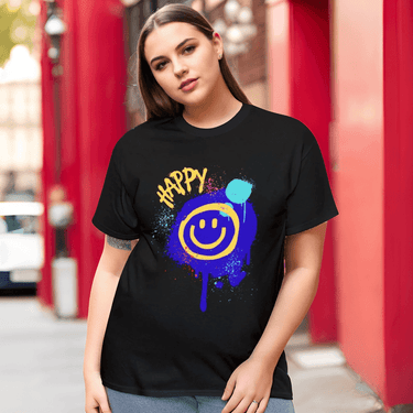 Graffiti Happy Face Cotton Tee - Art Club Apparel