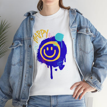 Graffiti Happy Face Cotton Tee - Art Club Apparel