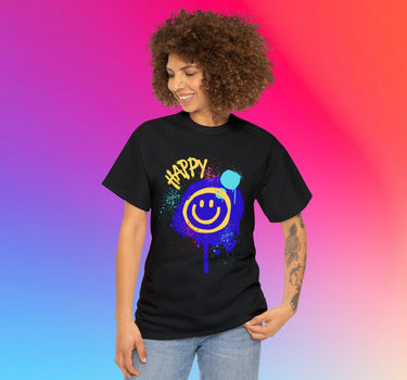 Graffiti Happy Face Cotton Tee - Art Club Apparel