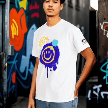 Smiley Face T Shirt Graffiti tee Mens - Art Club Apparel