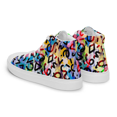 Women’s high top abstract colorful canvas shoes - Art Club Apparel