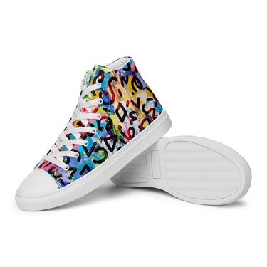 Women’s high top abstract colorful canvas shoes - Art Club Apparel